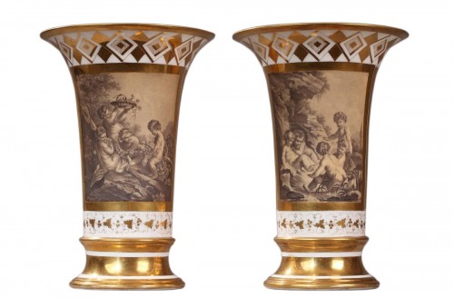 PARIS : Houzel manufacture. Paire of vases End of 18th century