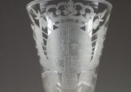 Verre gravé aux armes du Duc de Brunwick-Luneburg, 1er tiers du 18e siècle - Verrerie, Cristallerie Style 