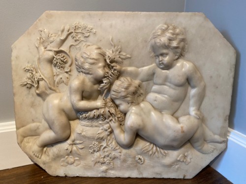 Bas relief en marbre, École flamande fin 17e - Sculpture Style 