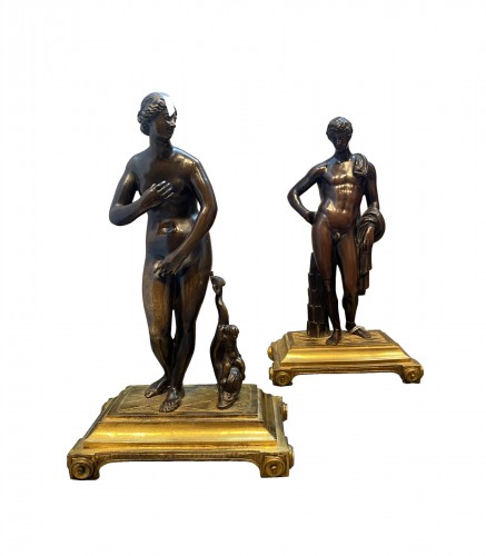 Pair of bronze representing Venus and Apollo