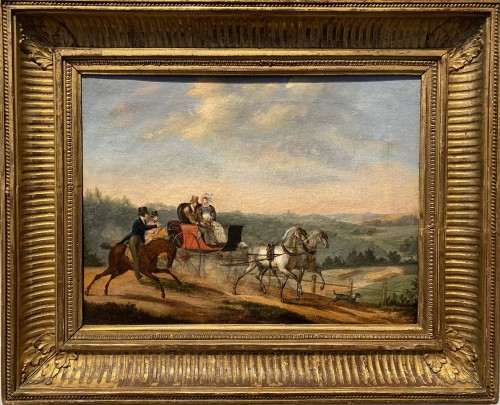 Attelage -  Edouard Swebach (1800-1870) - Tableaux et dessins Style Restauration - Charles X