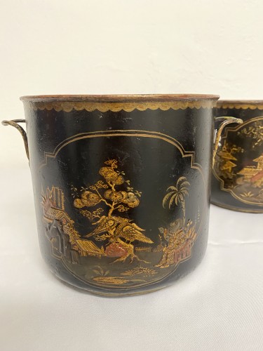Pair of bottle buckets in painted metal - Decorative Objects Style 