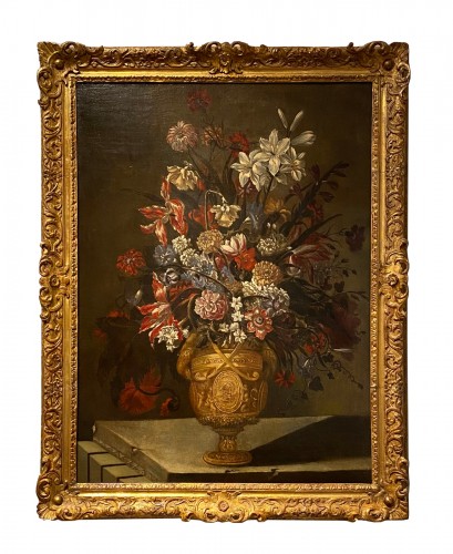 Paire de tableaux de fleurs