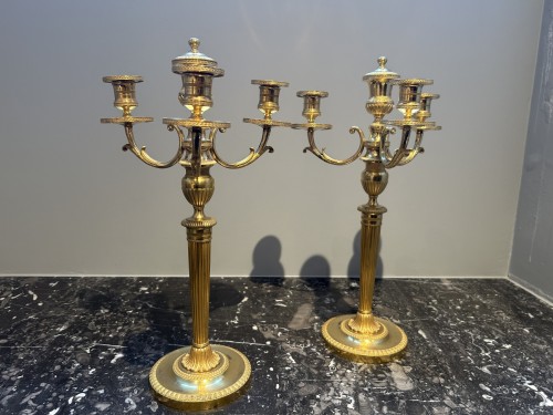 Paire de flambeaux candélabres attribué à Claude Galle - Luminaires Style 