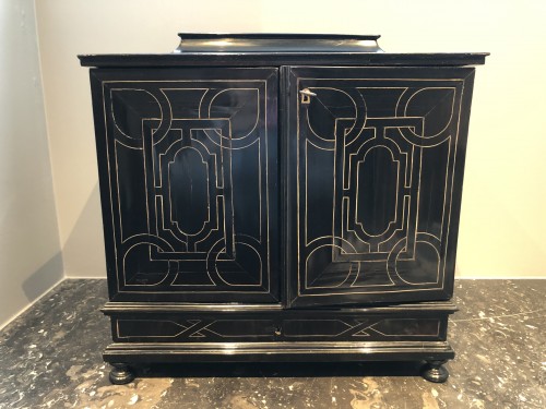 Cabinet italien XVIIème en ébène et pierres dures - Mobilier Style 