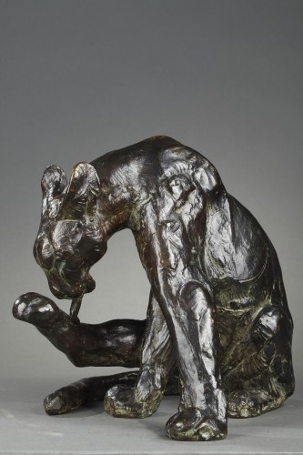 20th century - Panther licking its paw - Thierry Van Ryswyck (1911-1958)