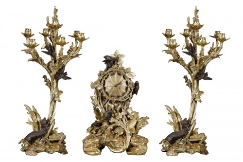 Mantel three pieces set - attributed to Charles Stanislas MATIFAT (1820-1897)