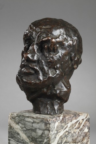 Sculpture Sculpture en Bronze - Petite tête de l'Homme au nez cassé - Auguste RODIN (1840-1917)