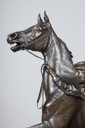 Horse training with its stable lad - Comte du Passage (1838-1909) - Sculpture Style Napoléon III
