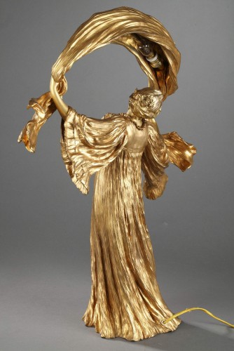 XXe siècle - Lampe "Danseuse à L'Écharpe" - Agathon LÉONARD (1841–1923)