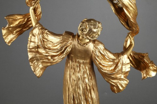 Art nouveau - Lampe "Danseuse à L'Écharpe" - Agathon LÉONARD (1841–1923)
