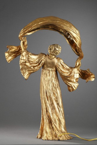 Antiquités - Lampe "Danseuse à L'Écharpe" - Agathon LÉONARD (1841–1923)