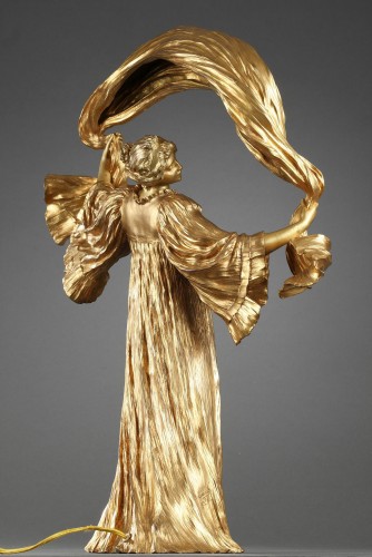 Antiquités - Lampe "Danseuse à L'Écharpe" - Agathon LÉONARD (1841–1923)
