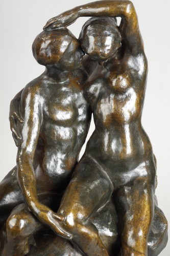 Sculpture  - A seated Couple - Louis-Eugène DEJEAN (1872-1953)