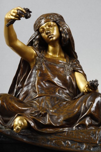 Sculpture Sculpture en Bronze - Jeune fille de Bou-Saada - Louis-Ernest BARRIAS (1841-1905)