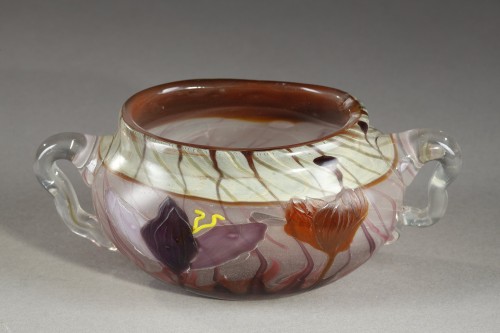 Coupe "Marqueterie aux Crocus" - Emile GALLE (1846-1904) - Verrerie, Cristallerie Style Art nouveau