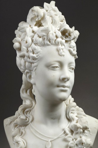 Sculpture Sculpture en Marbre - Femme aux roses - Albert-Ernest CARRIER-BELLEUSE (1824-1887)