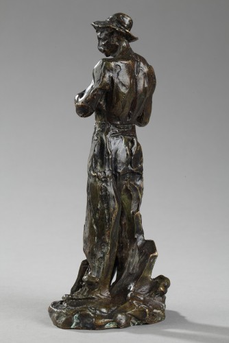 Sculpture Sculpture en Bronze - Terrassier appuyé sur une Pelle - Aimé-jules Dalou (1838-1902)