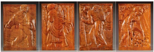 Set of 4 carved panels - Edouard CHASSAING (1895-1974)