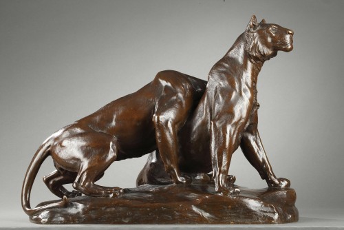Two young Lions - Georges GARDET (1863-1939) - Sculpture Style Art nouveau