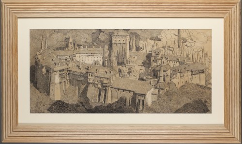 Mont Athos -  Paul JOUVE (1878-1973) - Tableaux et dessins Style Art Déco