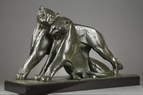 Two panthers - André-Vincent BECQUEREL (1893-1983) - Sculpture Style Art Déco