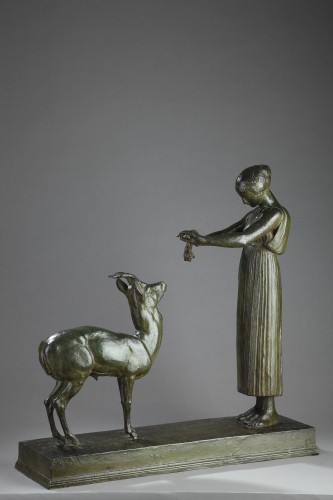 Sculpture  - Woman and Gazelle - Henri BOUCHARD (1875-1960)