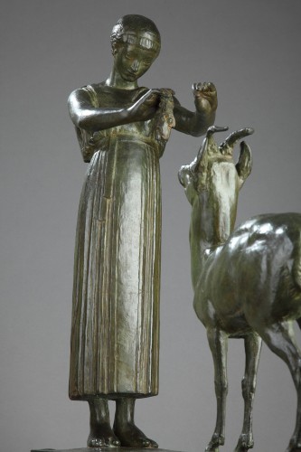 Woman and Gazelle - Henri BOUCHARD (1875-1960) - Art Déco