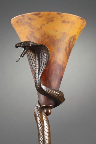  Rare &quot;Cobra&quot; Lamp - Edgar BRANDT (1880-1960) et DAUM - 