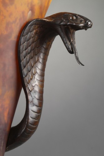  Rare &quot;Cobra&quot; Lamp - Edgar BRANDT (1880-1960) et DAUM - Art Déco
