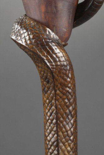 Art Déco - Rare Lampe "Cobra" - Edgar BRANDT (1880-1960) et DAUM