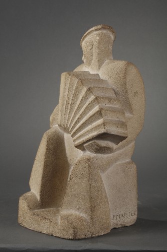 Sculpture Sculpture en pierre - Accordéoniste - Jan et Joël MARTEL (1896-1966)