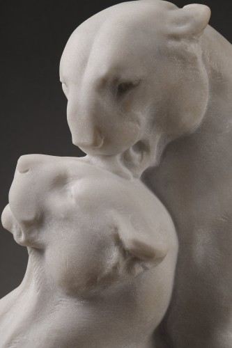 Sculpture Sculpture en Marbre - Panthères au repos - Maximilien FIOT (1886-1953)