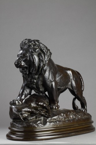 Lion terrassant un sanglier - Antoine-Louis BARYE (1796-1875) - Galerie Tourbillon