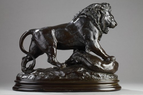 XIXe siècle - Lion terrassant un sanglier - Antoine-Louis BARYE (1796-1875)