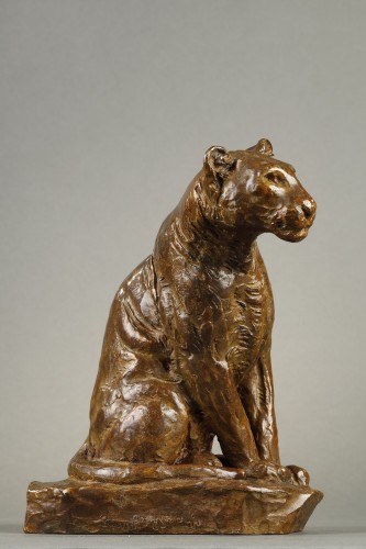 Lioness watching - Roger GODCHAUX (1878-1958) - Sculpture Style Art Déco