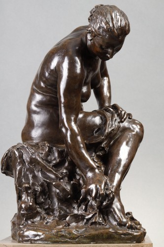 XIXe siècle - Baigneuse s'essuyant le pied droit - Aimé-Jules DALOU (1838-1902)