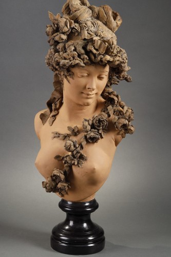 Jeune femme à la guirlande de roses - Albert-Ernest Carrier-Belleuse (1824-18887) - Galerie Tourbillon