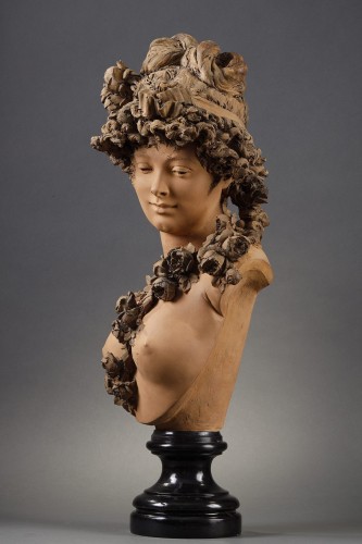 XIXe siècle - Jeune femme à la guirlande de roses - Albert-Ernest Carrier-Belleuse (1824-18887)
