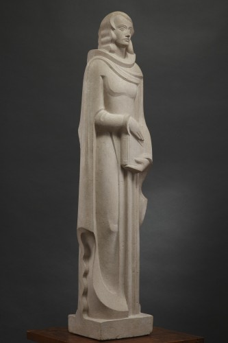 Sculpture Sculpture en pierre - Dame au Livre - Jan et Joël Martel (1896-1966)