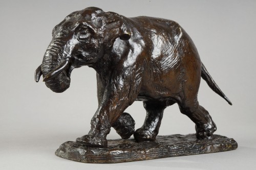 Sculpture Sculpture en Bronze - Eléphant courant trompe enroulée - Roger Godchaux (1878-1958)