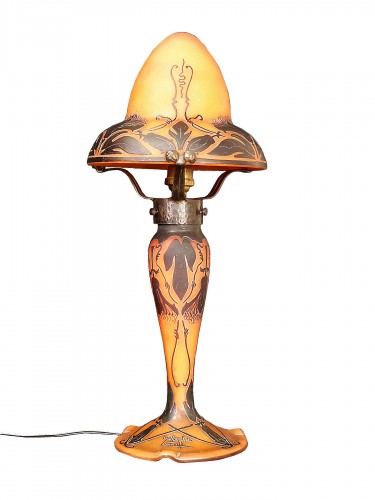 Muller Frères Luneville - Lampe Champignon Art nouveau Au Chardon