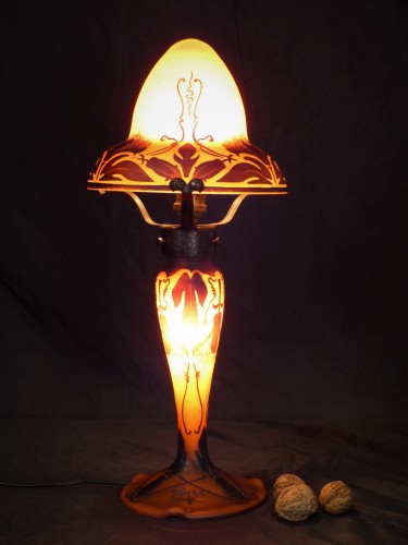 Muller Frères Luneville - Lampe Champignon Art nouveau Au Chardon - Luminaires Style Art nouveau