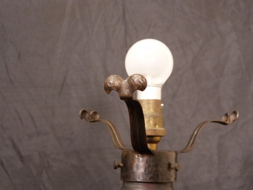 Antiquités - Muller Frères Luneville - Lampe Champignon Art nouveau Au Chardon
