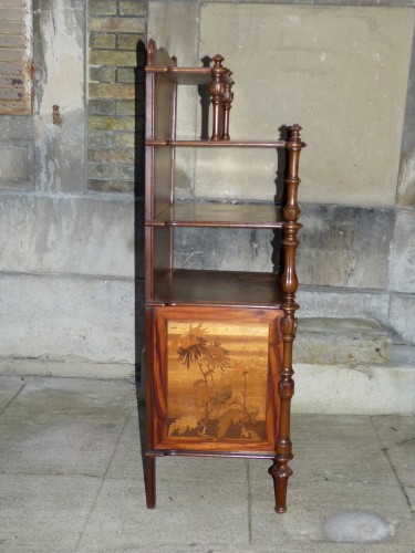 Antiquités - Emile Gallé, étagère casier à partitions Art nouveau