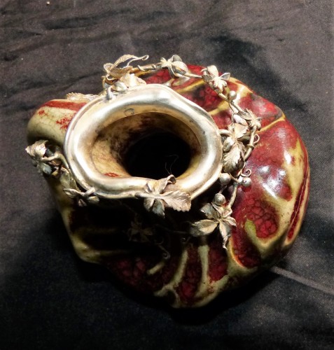 Céramiques, Porcelaines  - Pierre Adrien Dalpayrat (1844-1910)  -  Petit pichet Art nouveau monté argent