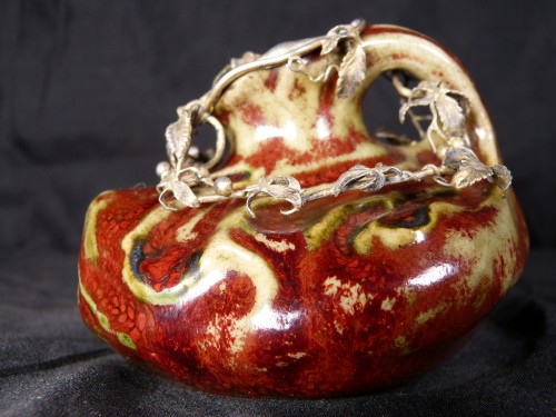 Art nouveau - Pierre Adrien Dalpayrat (1844-1910)  -  Petit pichet Art nouveau monté argent