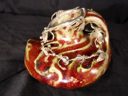 Antiquités - Pierre Adrien Dalpayrat (1844-1910)  -  Petit pichet Art nouveau monté argent