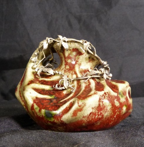 Antiquités - Pierre Adrien Dalpayrat (1844-1910)  -  Petit pichet Art nouveau monté argent