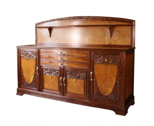 Art nouveau sideboard with seaweed and shells - Attributed to Majorelle and Daum